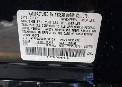 2017 Infiniti Q50 3.0T Red Sport 400 из США, поврежденный, VIN JN1FV7APXHM851133